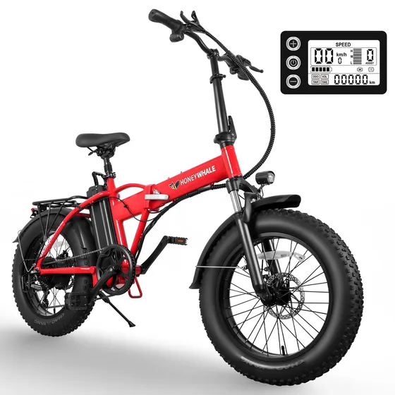Honeywhale F6 Pro-s Bicicleta Elétrica, 900w-50km-45km/h-120kg, Scooter Motor-adulto-autonomia-ebike-velocidade Máxima-carga-fat-dobravel, Bike Com Amortecedor Dianteiro, Honey Whale Vermelho