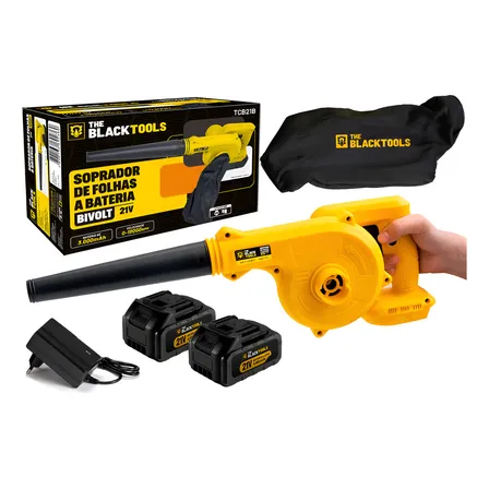 Soprador E Aspirador De Folhas Pó C/2 Baterias 21v Amarelo