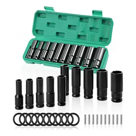 10x Jogo Chave Canhão Soquete Sextavada Longa 1/2 8-24mm