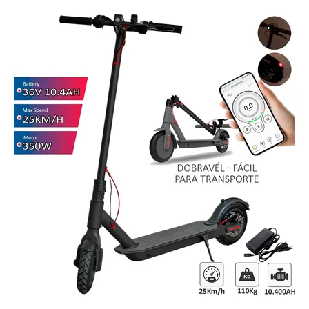 Com freios a disco Patinete Elétrico Adulto,potência Robusta 500w Até 140kg Dobrável E Autonomia De Até 35km. Patinete Eletrico Dobrável Que Suporta Controle Via Aplicativo Bluetooth