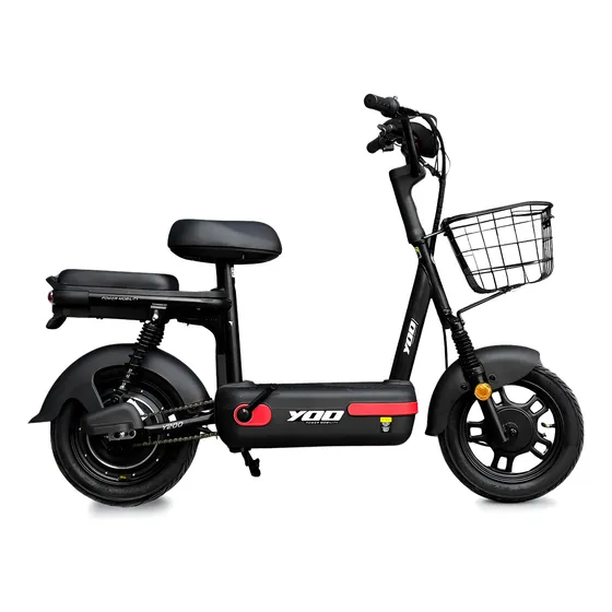 Bicicleta Elétrica Yoo Mobility Y-200 Aro 2025 Preto/Vermelho 350W