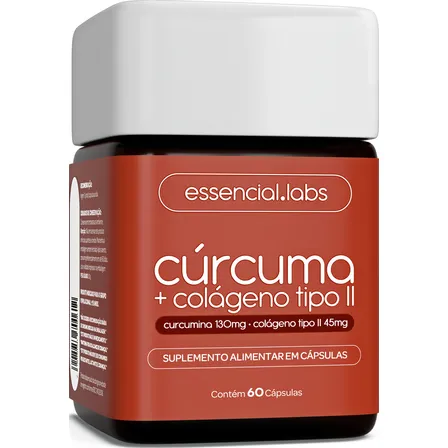 CÚRCUMA 130mg + COLÁGENO Tipo Ii 45mg - Fórmula com Máxima Concentração e Pureza - 60 Cápsulas