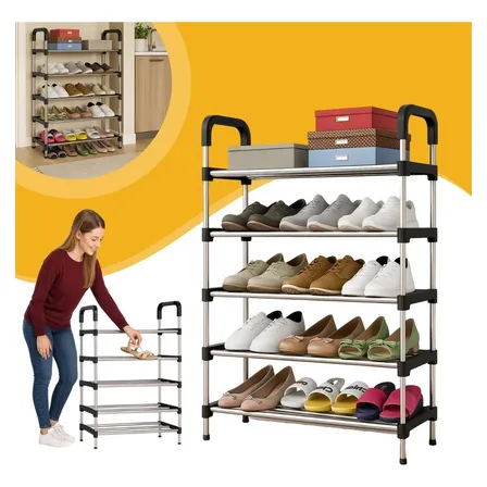 Sapateira Portátil 2k Rack Organizador Calçados 5 Andares - Preto Boa Dica