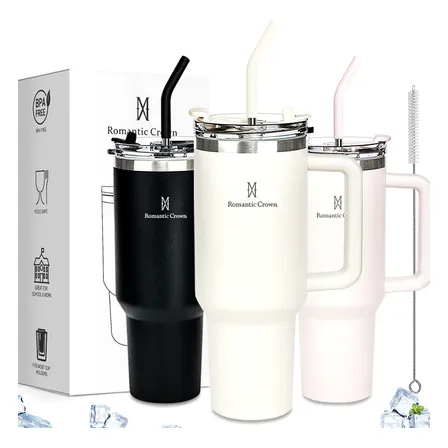 Copo Térmico Gigante 1,2l Inox Com Tampa E Inox Canudo Cor Branco Cor Pura / Material Fosco