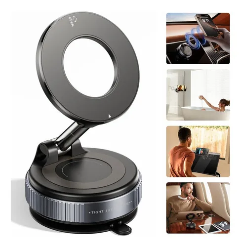 Suporte Celular Carro Magnético Rotativo360°dobrável Ventosa Preto