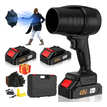Soprador De Ar Turbo Folhas Pó Portátil 1000W 2 Baterias 48V Sem Fio Recarregável + Maleta Sem Fio Bivolt 127/220V Potente Turbina Para Carro Automotivo Muito Forte Soprador Folhas Jardinagem Garagens