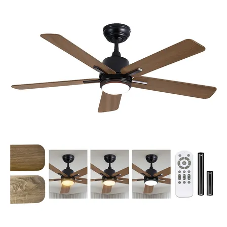 Ventilador De Teto 52 Economizador De Energia 132 Cm, Ventilador De Teto Com Luz Led E Controle Remoto, Ventilador De Teto Silencioso, Motor Dc Reversível, 6 Velocidades,fácil Instalação