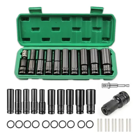 Jogo Soquete Impacto 1/2 Sextavado 10-24mm 11 Peças MONWO Aço Cr-V Longo