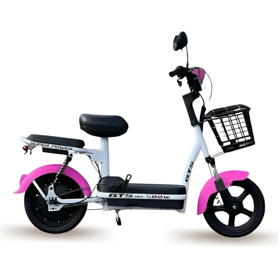 Bicicleta Scooter Elétrica Gts 500w Sem Cnh Recarregável Branco Com Rosa