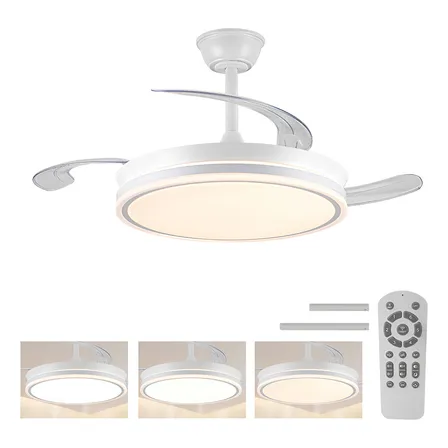 Ventilador De Teto Silencioso Com Controle Remoto Branco 3 Abs Branco 1.067 M 50hz/60hz Transparente