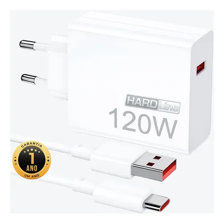 Carregador Celular 120w Turbo Compatível Xiaomi Poco X5 X6 X7 Pro Xiaomi 12T 13T 14T 15T Redmi 12 13 14 + Cabo Tipo-C - Marca Hardline