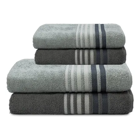 Jogo De Banho E Rosto 4 Pçs 400g/m2 Dynamo Select Camesa Lisa Chumbo Com Cinza