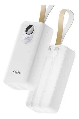 Power Bank Basike Portátil, 30.000mah 22.5w, Carregador Portátil Com Cabos Embutidos, Carregador Essencial Para Viagens, Compatível Com iPhone 17/16/15/14/13, iPad, Macbook, Galaxy, Outros Branco