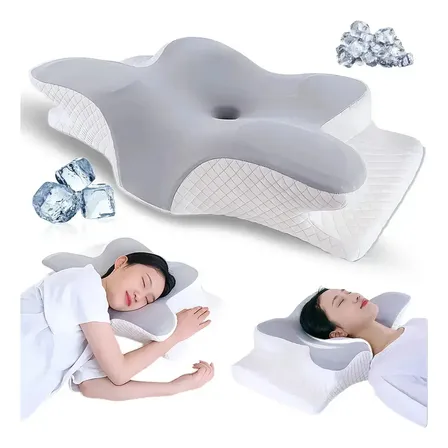 Travesseiro Cervical Ortopedico Magnetico Wing Pillow Comfort Anti Apneia Ronco Ortopedico Infravermelho Travesseiro Apneia Removível Lavávelcinza Alivio Dores No Pescoço Ombros E Coluna Cinza