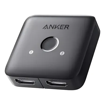 Switch Hdmi E Splitter Anker 2 Entradas 1 Saída 4k@60hz Hdr Dolby Atmos Comutador Para Ps5 Xbox Pc Notebook Tv Projetor Monitor Ultra Hd Botão Seleção Compacto Cor Preto