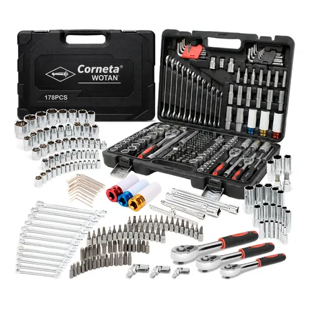 Jogo De Ferramentas Oficina Master Profissional 178 Peças Com Maleta Catraca Soquetes Bits Aço Cromo Vanádio Corneta