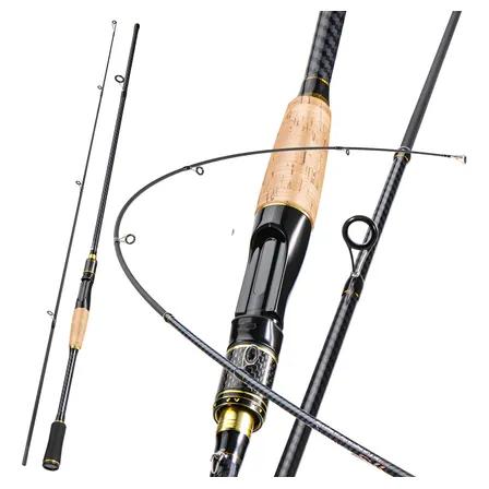 Vara Para Molinete Cortiça Sougayilang 1,80m Vara 10lb Carbono Ultra Leve Cor Preto