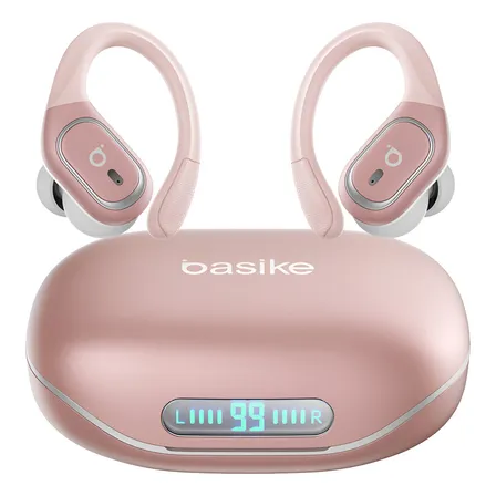 Fone De Ouvido Bluetooth6.0 Esportivo Sem Fio Gancho Com Led Cor Rosa