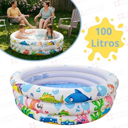 Piscina Banheira Inflável Infantil Redonda 100 Litros 3 Anéis Bebê Criança Praia - Farmácias Convento Da Penha