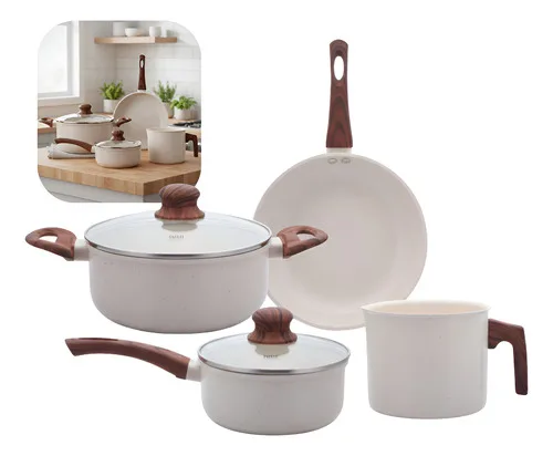 Jogo De Panelas Indução Tuut Ecoglid 4 Peças Cor Cream