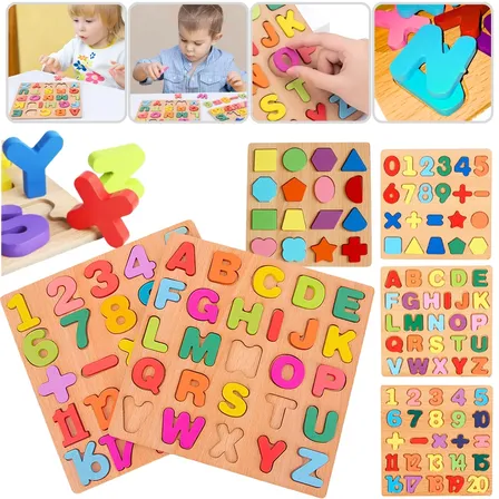 Kit 3 Tabuleiros Alfabeto Infantil Letras Números Formas Geométricas Brinquedo Educativo Madeira Pedagógico Atacarejo Kids