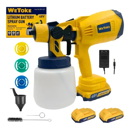 Pistola De Pintura Elétrica Pistola De Pintura Sem Fio Wetoke, Com 2 Baterias 48v Recarregáveis, Pistola De Pintura De Alta Potência Para Casa, Pintura De Carro, Móveis, Cercas, Paredes, Etc