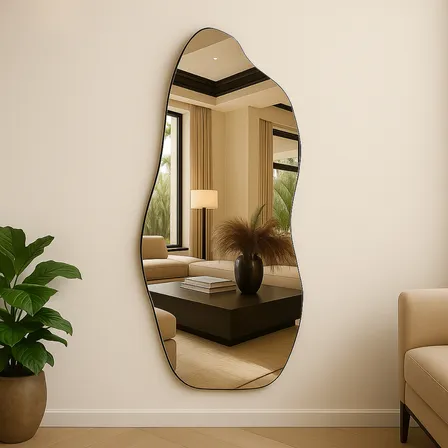 Espelho Lopazzi Orgânico 70 E 90 Polido Design Moderno Luxo Moldura Magnus 90x40cm Suporte