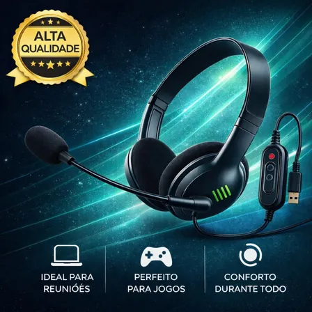 Fone De Ouvido Headset Office Usb Microfone Reunião Empresa Call Computador Telefone Pc Notebook Microfone Para Reunião Home Office Jogos Trabalho