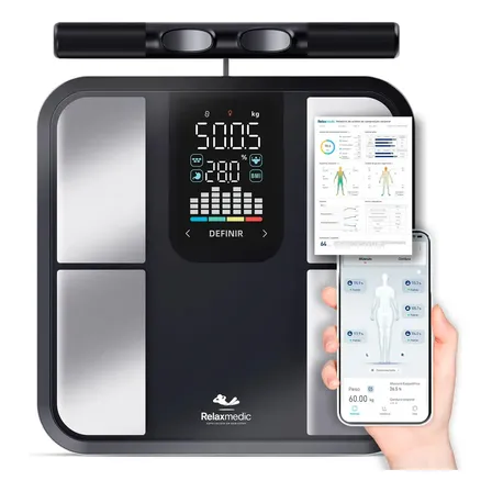 Balança De Bioimpedância 8 Sensores Relaxmedic Digital Preto 127/220v