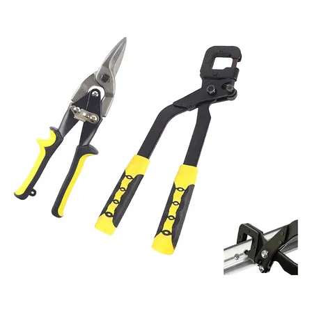 Jogo Com Tesoura Manual 12 Pol Para Cortar Chapas Perfis E Montantes E Alicate Puncionador 10 Pol Para Drywall