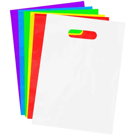 Kit 100 Sacolas Plásticas Lisa Boca Palhaço 20x30 Alça Vazada Branco