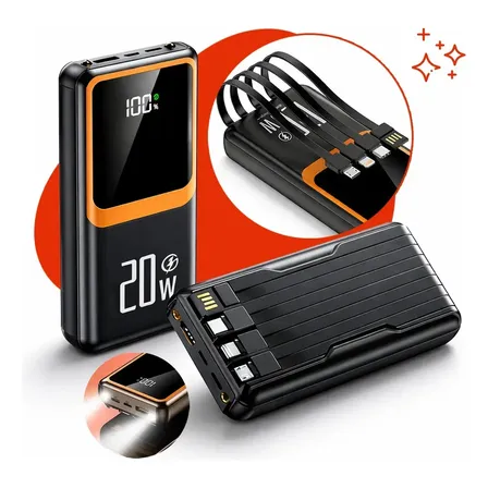 Carregador Portátil 20000 Turbo 22.5w Power Bank Premium Universal Rápido Para Samsung iPhone Xiaomi Motorola Celular Smartwatch Tablet Preto - Marca Hardline