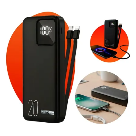 Carregador Portátil Power Bank Turbo 20000mah Universal Para iPhone Samsung Motorlola Xiaomi 20w Com Display Digital - Marca Hardline
