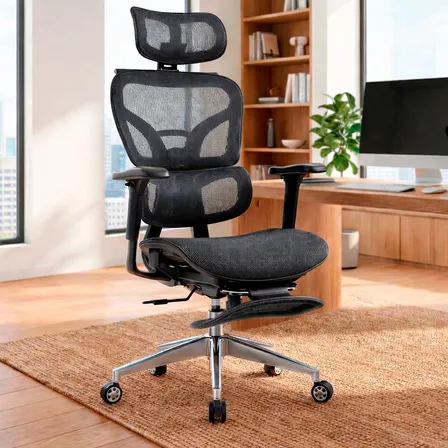 Cadeira De Escritório Ergonômica Palo Alto - Start Malha Respirável Com Suporte Lombar Adaptável Apoio Para Pés Retrátil