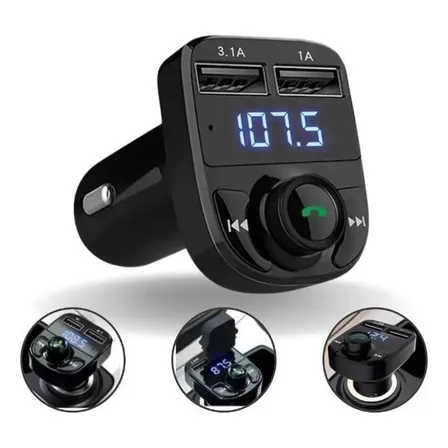 Adaptador Bluetooth Carro Universal Transmissor Sem Fio Carregador Automotivo Bluetooth Usb Cdx8 Preto