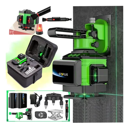 Nível Á Laser Verde 12 Linhas 4d Profissional Nivel Portatil Nivelador A Laser Nivelamento Auto Recarregável + Escova De Limpeza De Lentes Exclusiva E Gratuita