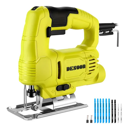 Serra Tico Tico 550w Potência Real Ângulo De Inclinação 45° 6 Velocidades Variáveis 3000rpm Função Soprador Com 10 Lâminas Serra Corte De Madeira Metal E Plástico 127v Desoon