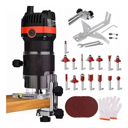 Tupia Elétrica Gm Bear De 900 W, Cortadora De Madeira Dura, 30.000 Rpm, 6 Mm, Tupia Para Madeira, Aparadora, Laminadora Manual, Com Acessórios (15 Brocas De 1/4 ), Para Uso Doméstico Ou Em Viagens.