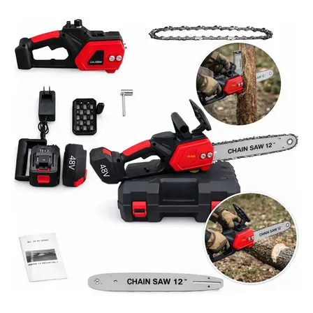 Moto Serra Elétrica 12 Polegadas 2 Baterias 48v Portátil Recarregável Profissional Maleta 12p Sem Fio Portátil Potente