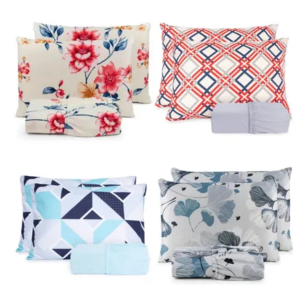 2 Jogo Lençol Casal King Com Elástico 3 Peças Atacado Estampado