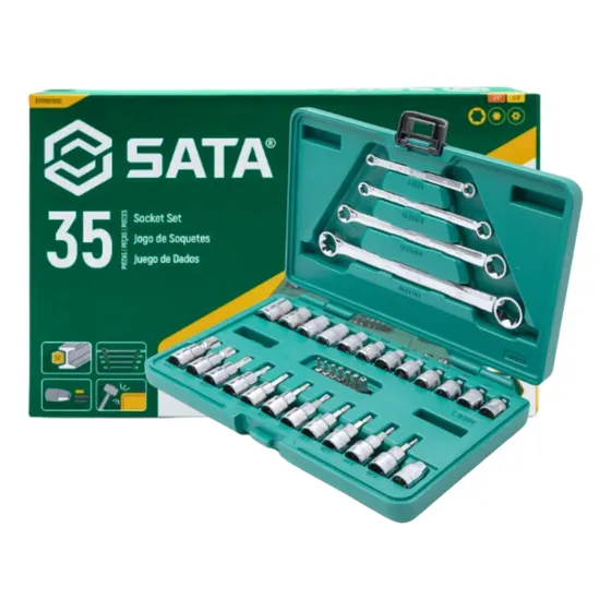 Jogo Soq E Chave Torx 35 Peças Sata 3/8 Com Maleta St09010sj
