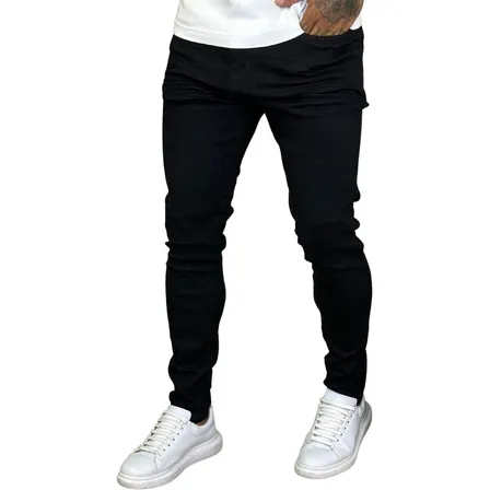 Calça Skinny Preta Masculina Jeans Com Elastano Lycra