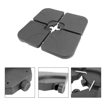 Contra Peso Base De Ombrelone Lateral 4 Peças 60 Litros Luxo Preto Liso
