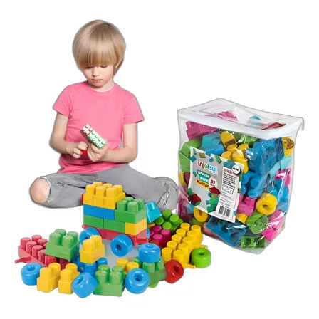 Blocos De Montar Encaixar 91 Peças Grandes Bebê Educativo 91 Blocos De Construção