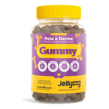 Suplemento Jelly Dog Pelo & Derme Gummy Coceira Alergia 60u
