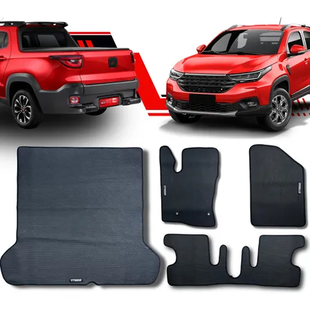 Tapete Emborrachado Fiat Strada Cd Mais Protetor De Caçamba