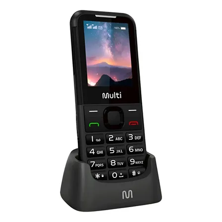 Celular Multi Vita 4g Com Base Carregadora Botão Sos - P9225 Preto