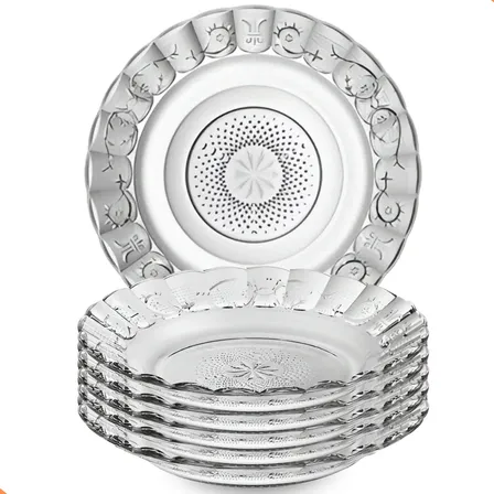 Kit 6 Pratos Fundos Estrela Transparente Rio Glass 23cm