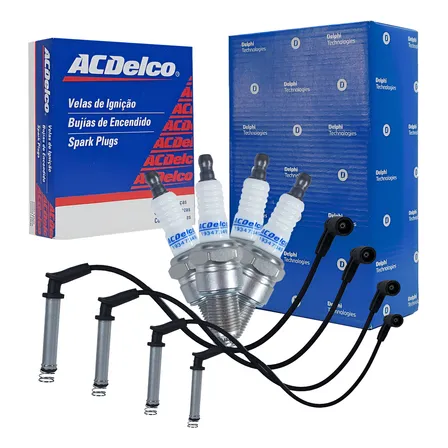 Kit Jogo Velas Ignicao + Cabo De Vela Corsa Montana 1.4 Flex
