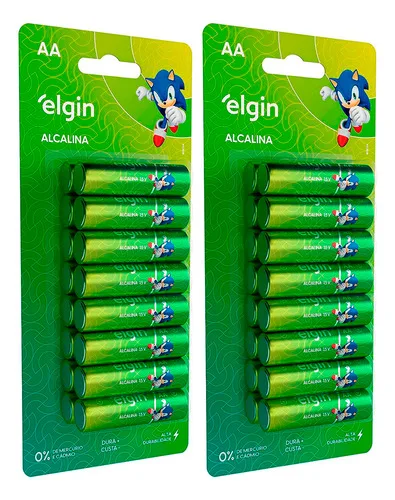 Kit 32 Pilhas Elgin Alcalina Longa Duração Aa Comum
